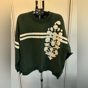 Rare FP Movement by Free People Green Sweatshirt with White Abstract Design